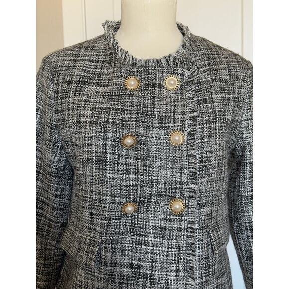 NWT MAEVE By Anthropologie Tweed Jacket Women's Size 2 Black & White - Picture 6 of 12